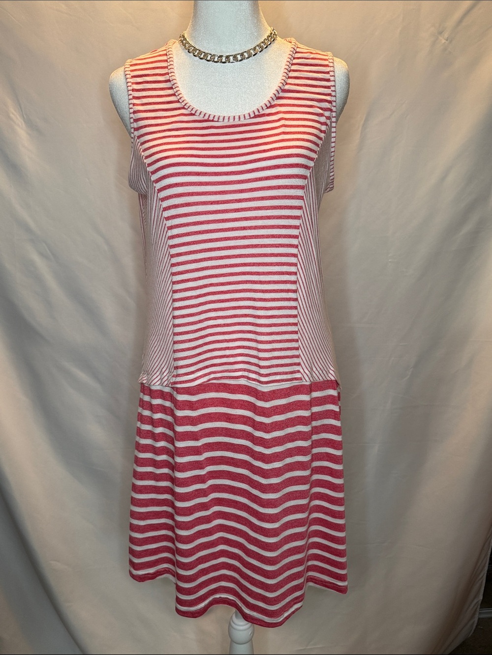 Parsley & Sage Pink and White Striped Sleeveless Summer Dress